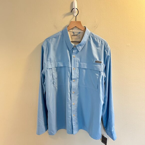 Eddie Bauer Guide Long Sleeve Shirt Mens Size XXL Sky Blue Button Down Hiking - Picture 9 of 9